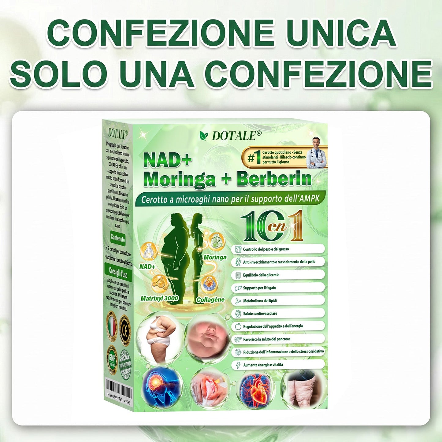 𝑫𝑶𝑻𝑨𝑳𝑬® Moringa x Berberina x AMPK Cerotto Nano Microneedle 8-Benefici per Dimagrimento & Metabolismo  (Solo una volta al giorno, cambiamenti visibili in 7 giorni)  ✅ Per obesità, pelle rilassata, diabete, apnea del sonno, problemi articolari e altro 🎈🎈