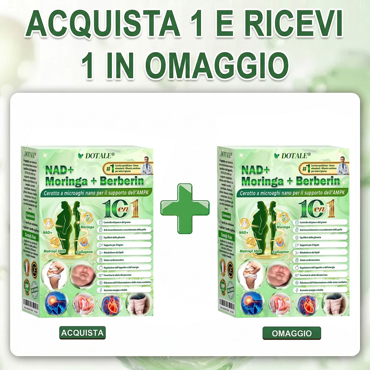 𝑫𝑶𝑻𝑨𝑳𝑬® Moringa x Berberina x AMPK Cerotto Nano Microneedle 8-Benefici per Dimagrimento & Metabolismo  (Solo una volta al giorno, cambiamenti visibili in 7 giorni)  ✅ Per obesità, pelle rilassata, diabete, apnea del sonno, problemi articolari e altro 🎈🎈