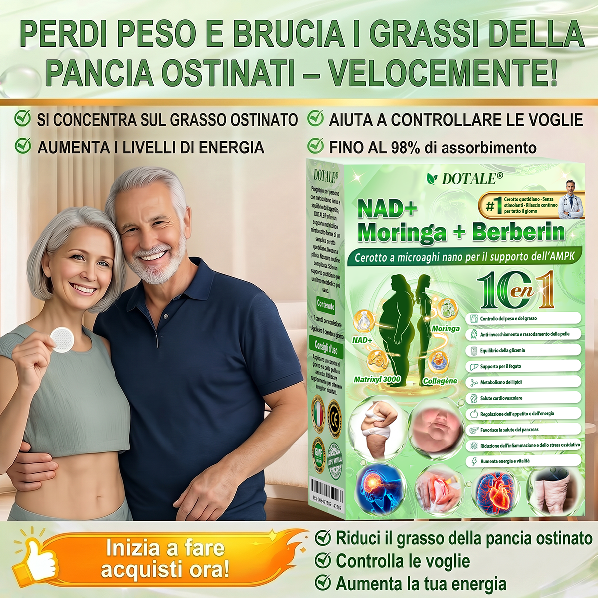 𝑫𝑶𝑻𝑨𝑳𝑬® Moringa x Berberina x AMPK Cerotto Nano Microneedle 8-Benefici per Dimagrimento & Metabolismo  (Solo una volta al giorno, cambiamenti visibili in 7 giorni)  ✅ Per obesità, pelle rilassata, diabete, apnea del sonno, problemi articolari e altro 🎈🎈