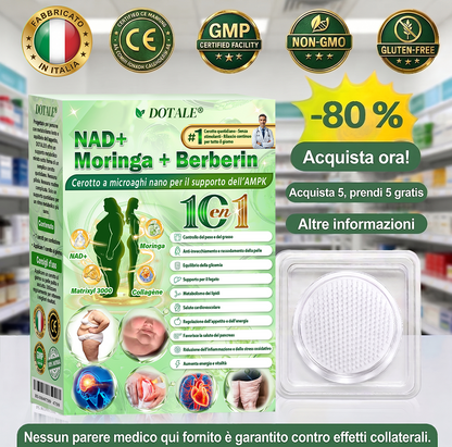𝑫𝑶𝑻𝑨𝑳𝑬® Moringa x Berberina x AMPK Cerotto Nano Microneedle 8-Benefici per Dimagrimento & Metabolismo  (Solo una volta al giorno, cambiamenti visibili in 7 giorni)  ✅ Per obesità, pelle rilassata, diabete, apnea del sonno, problemi articolari e altro 🎈🎈