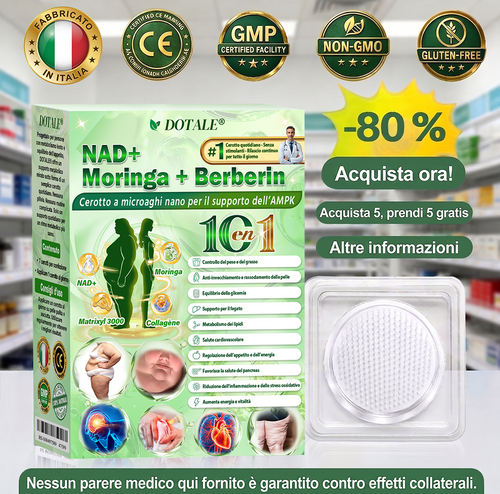 𝑫𝑶𝑻𝑨𝑳𝑬® Moringa x Berberina x AMPK Cerotto Nano Microneedle 8-Benefici per Dimagrimento & Metabolismo  (Solo una volta al giorno, cambiamenti visibili in 7 giorni)  ✅ Per obesità, pelle rilassata, diabete, apnea del sonno, problemi articolari e altro 🎈🎈